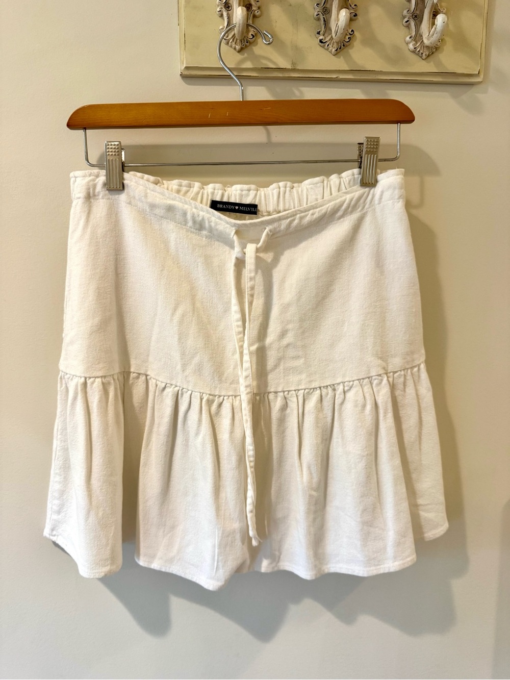 Brandy Melville White / Cream Ruffle Tier Mini Skirt A12